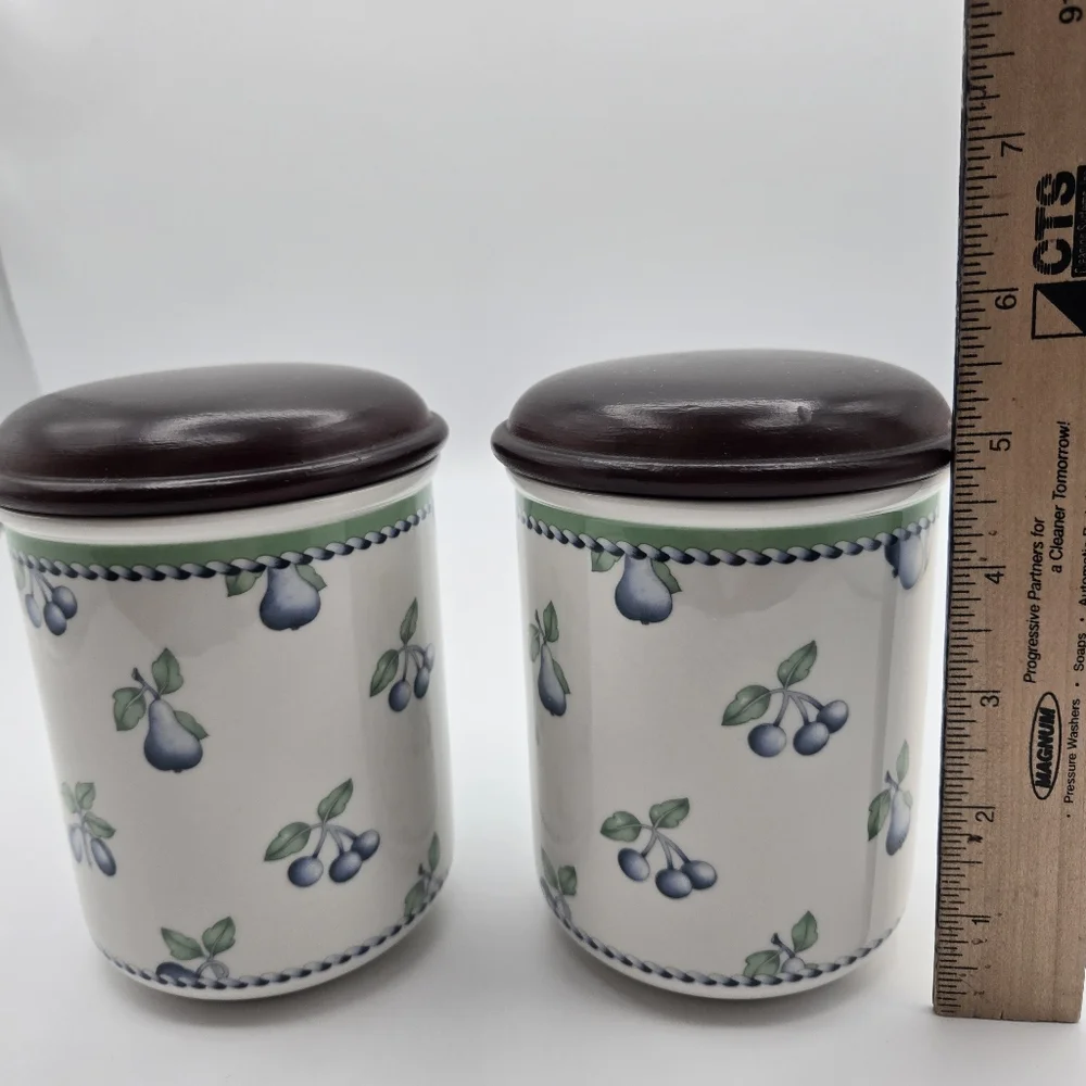 Vintage Villeroy & Boch Provence Set Of 2 Storage Jars w/ Lid Canisters Germany